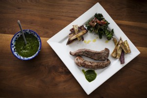 Lamb tenderloins and mint sauce