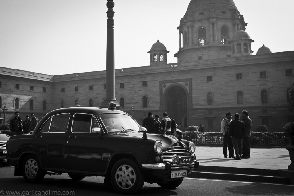 Ambassador car on Raisina Hill, New Delhi, India (January 2013)