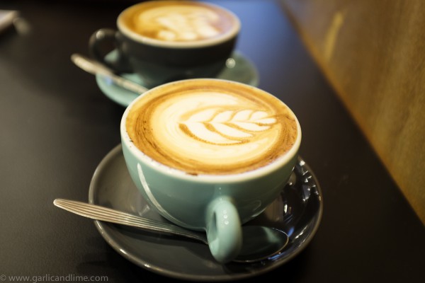cappucinos with latte art