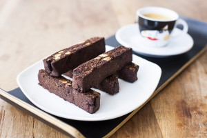 Chocolate, pistachio, cardamon biscotti